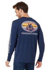 vineyard vines Men's Sunset Pier Bernese Mountain Dog Long-Sleeve Pocket Tee