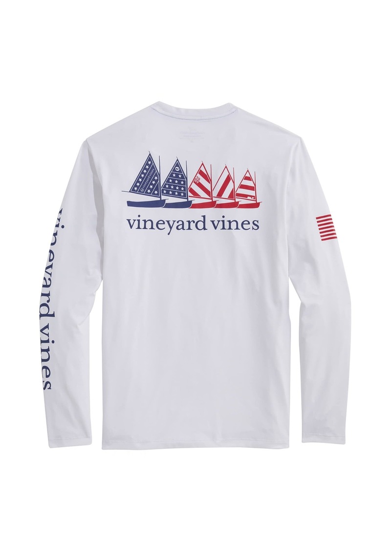 vineyard vines Men's USA Catboats Long-Sleeve Harbor Performance Tee
