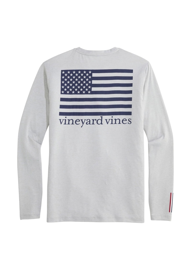 vineyard vines Men's USA Flag Long-Sleeve Harbor Performance Tee