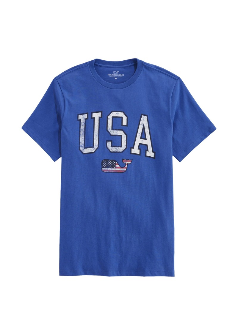 vineyard vines Men's USA Flag Whale Short-Sleeve Tee