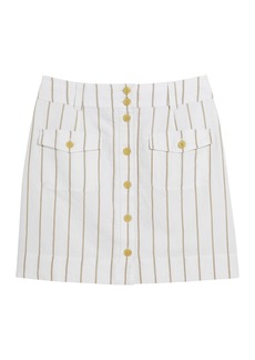 vineyard vines Women's Cargo Pocket Mini Skirt Stripe-White/Cappuccino