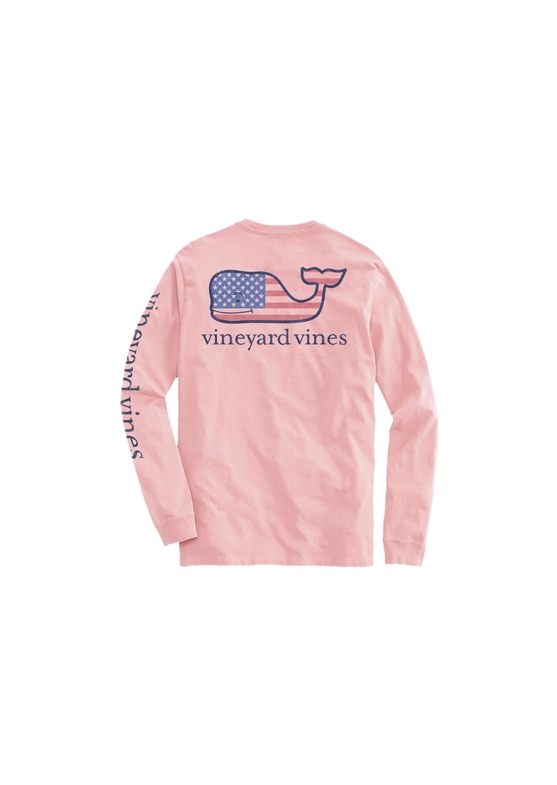 vineyard vines Women's Flag Whale Long-Sleeve Pocket Tee