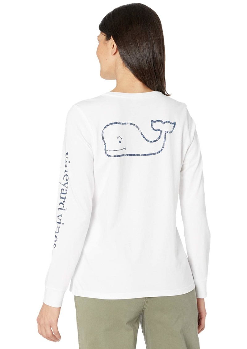 vineyard vines Women's Long Sleeve Vintage Whale Pocket T-Shirt