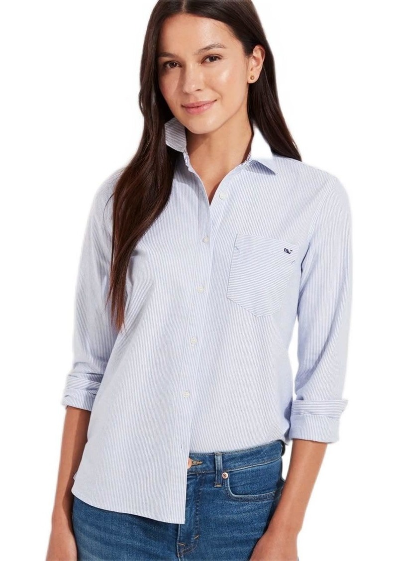 vineyard vines Women's Oxford Striped Chilmark Relaxed Button Down Shirt