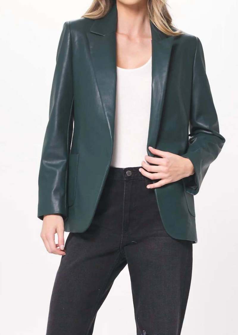 Vintage Havana Faux Leather Blazer In Green