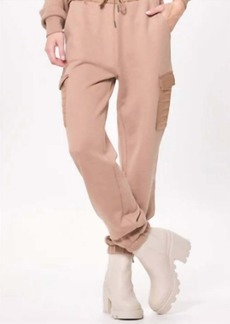 Vintage Havana French Terry Utility Jogger In Caramel Latte