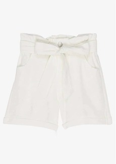 Vintage Havana Girls Belted Button-Up Shorts In White