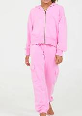 Vintage Havana Girls Burnout Cargo Jogger In Pink