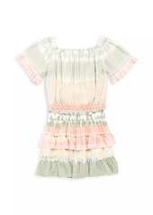 Vintage Havana Little Girl's & Girl's Tie-Dye Ruffle Trim Tiered Skirt