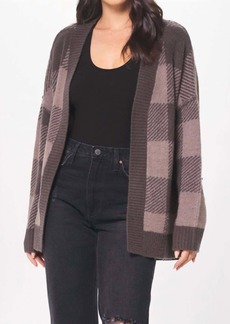 Vintage Havana Plaid Checker Soft Knit Cardigan In Taupe
