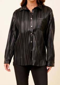 Vintage Havana Pleated Faux Leather Jacket In Black