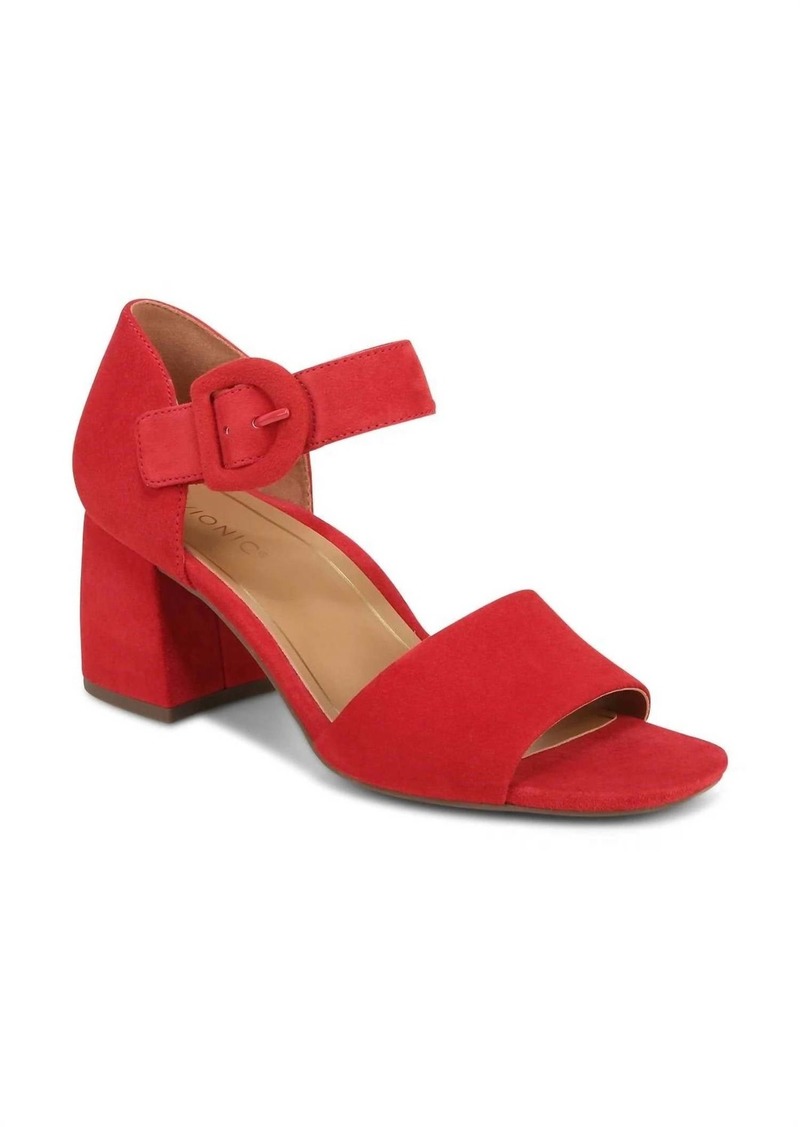 Vionic Women's Chardonnay Hook And Loop Pump Sandal In Red Suede Leather