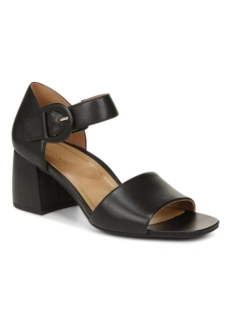 Vionic Women's Chardonnay Hook And Loop Pump Sandals In Black Leather