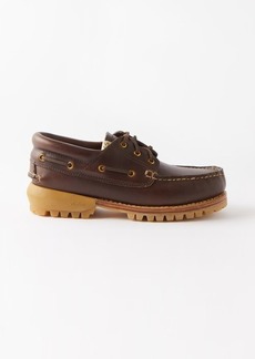 Visvim - Wallace Deck-folk Leather Shoes - Mens - Dark Brown