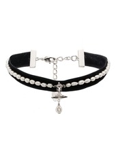 Vivienne Westwood Aleksa velvet pearl chocker