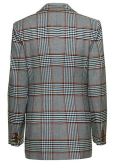 Vivienne Westwood Grey Single-Breasted Jacket with All-Over Check Motif in Viscose Blend Woman