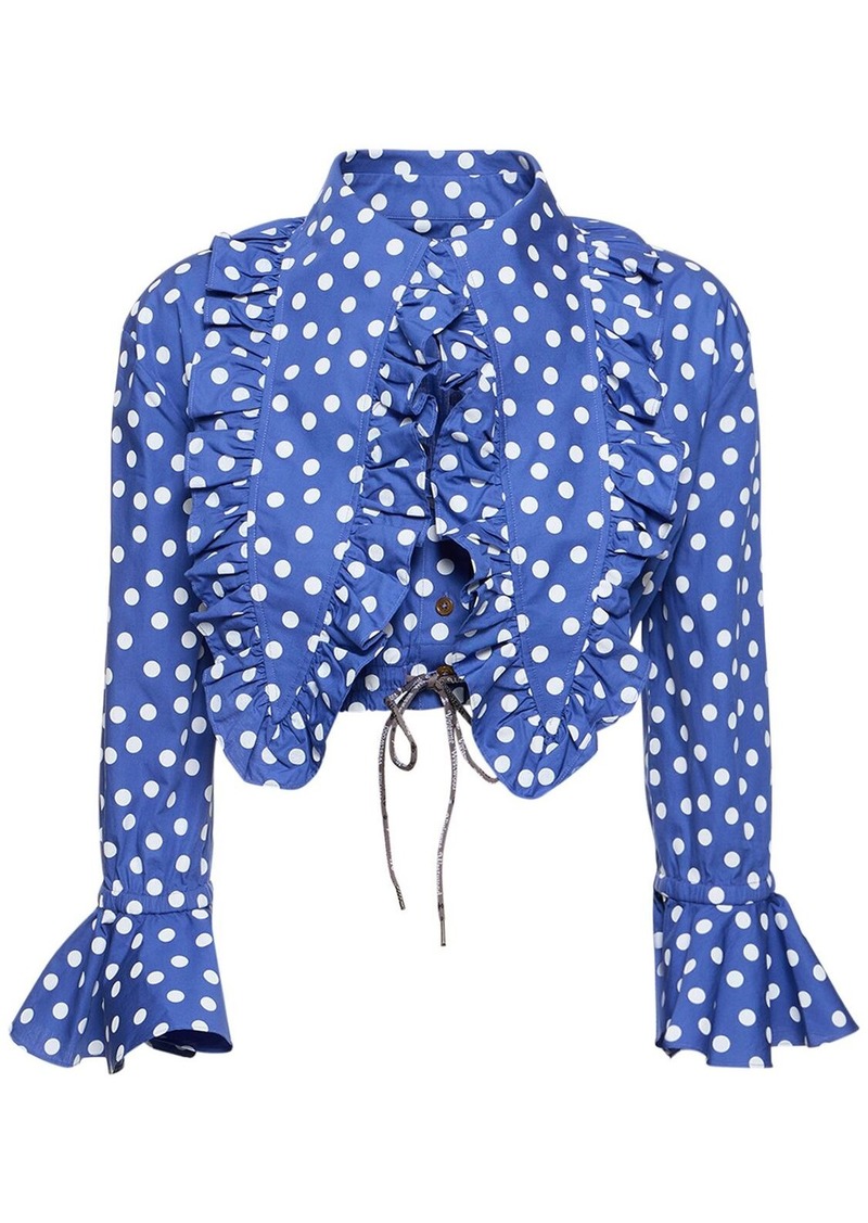Vivienne Westwood Heart Printed Cotton Cropped Shirt