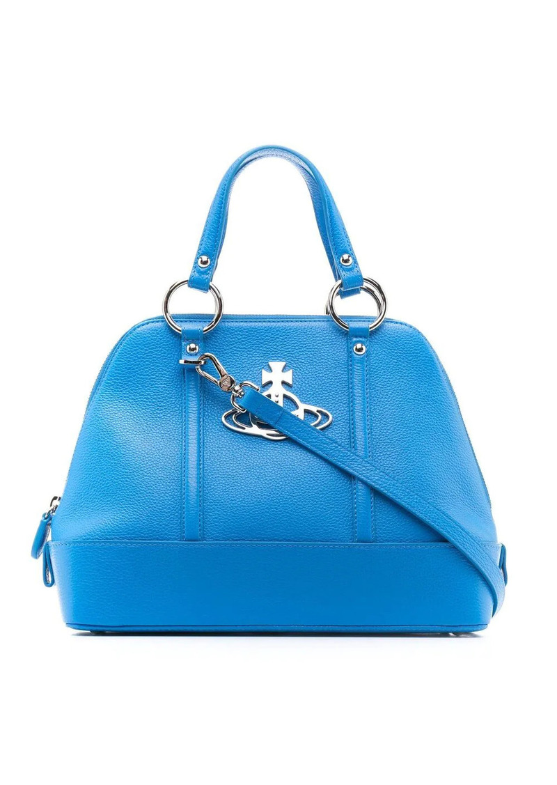 Vivienne Westwood Saffiano Leather Drawstring Bucket Bag In Blue