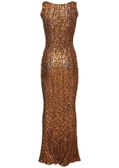 Vivienne Westwood Liz Sequined Plunge Neck Long Gown