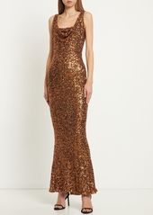 Vivienne Westwood Liz Sequined Plunge Neck Long Gown