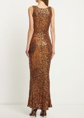 Vivienne Westwood Liz Sequined Plunge Neck Long Gown