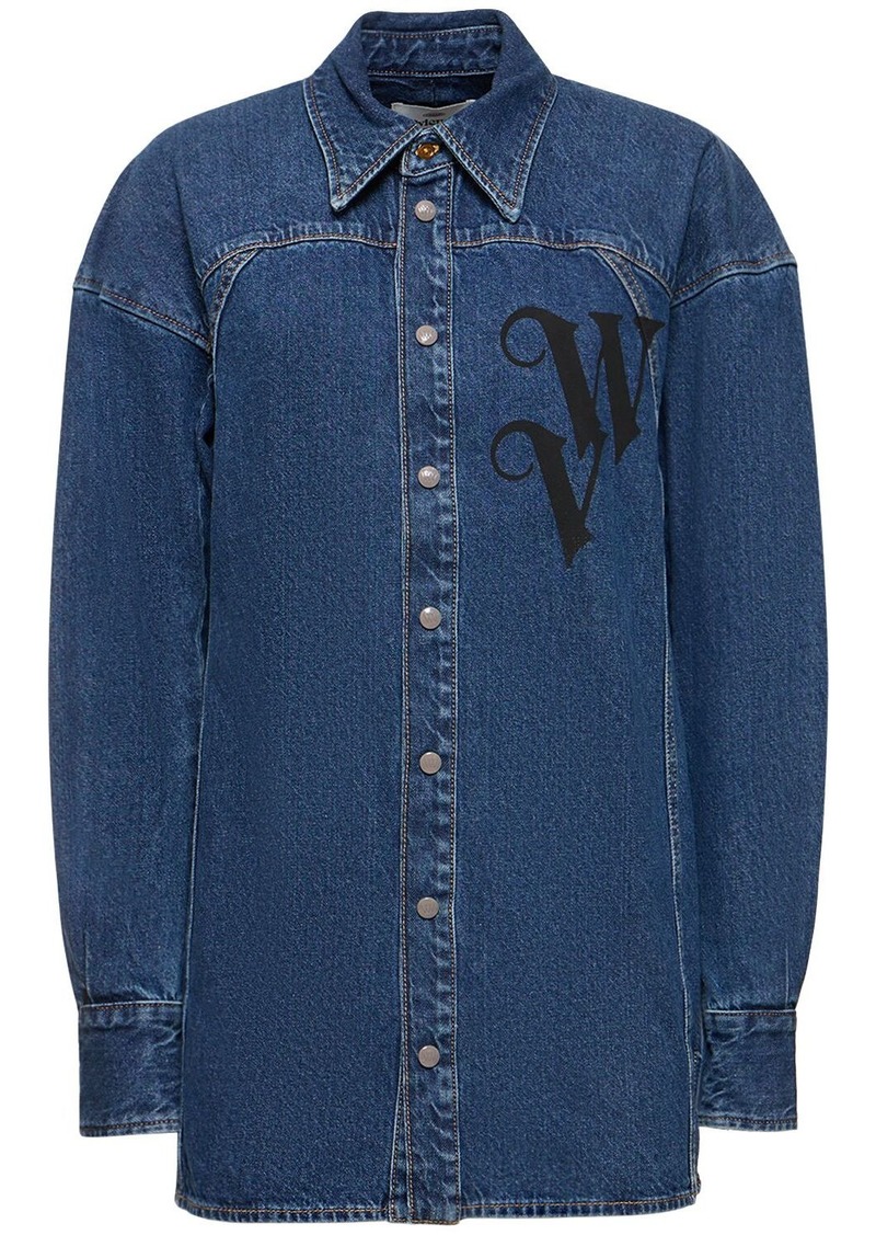 Vivienne Westwood Logo Printed Cotton Denim Overshirt