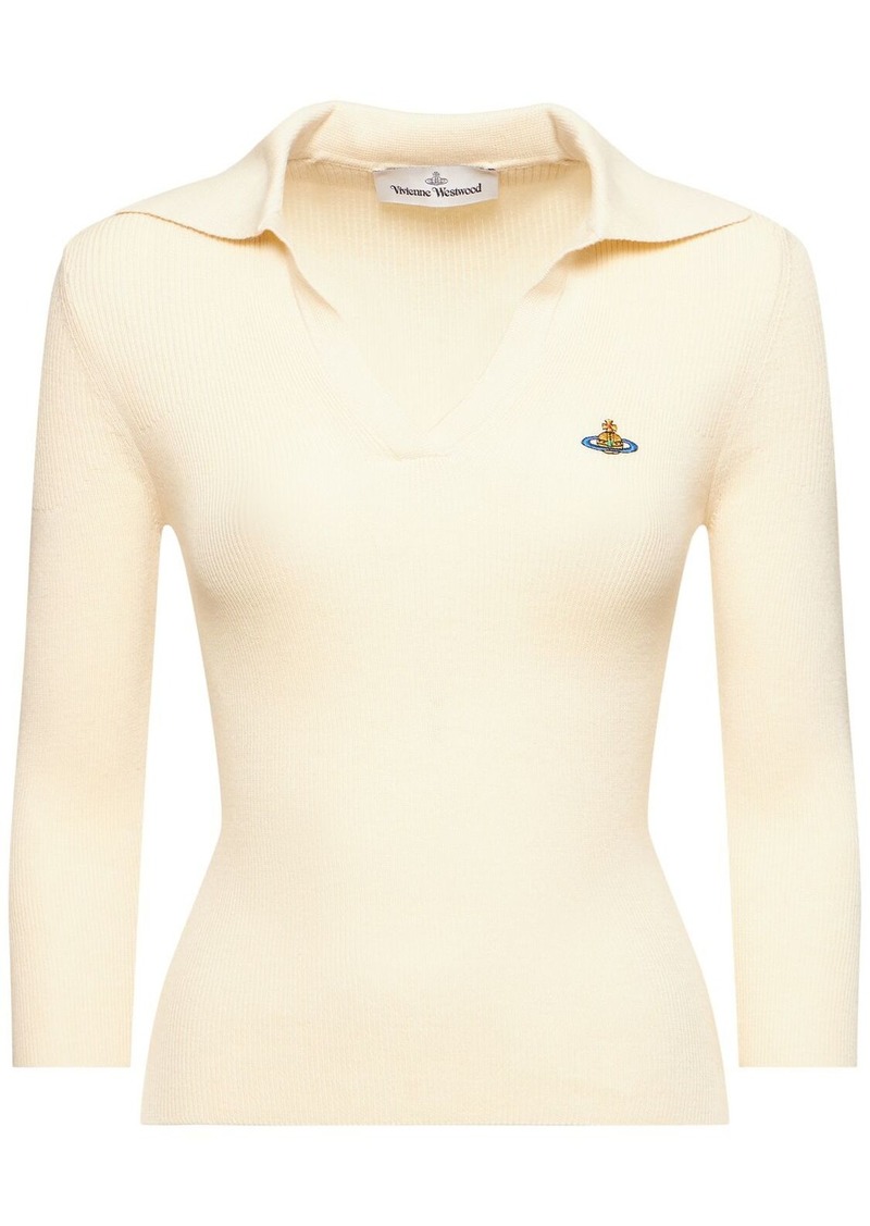 Vivienne Westwood Marina Ribbed Knit Polo Top