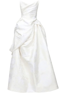 long cocotte dress in ivory silk crepe satin