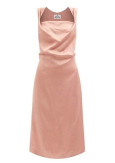 Vivienne Westwood - Cady Square-neck Draped Crepe Dress - Womens - Light Pink