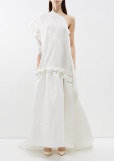 Long cocotte dress in hotsell ivory silk crepe satin