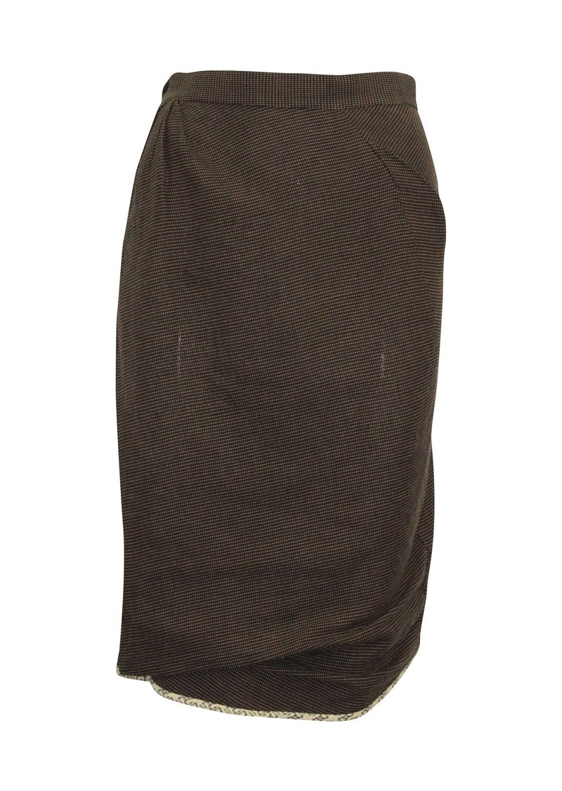 Vivienne Westwood Microprint Midi Pencil Skirt in Brown Cotton Linen