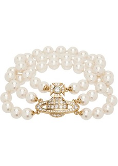 Vivienne Westwood White Graziella Three Row Pearl Bracelet