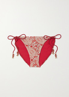 Vix Bead-embellished Paisley-print Bikini Briefs