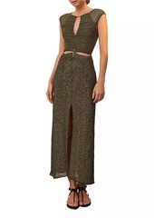 Vix Rosewood Tori Leopard Mesh Midi-Dress