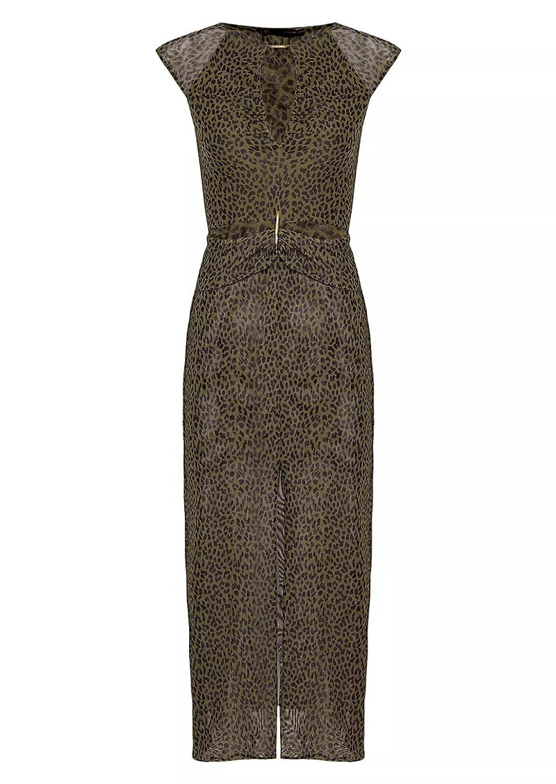 Vix Rosewood Tori Leopard Mesh Midi-Dress