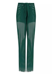 Vix Solid Pareo Wide-Leg Mesh Pants