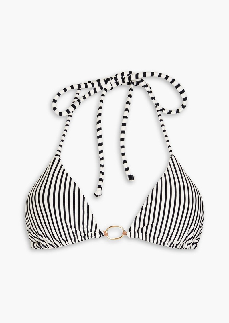 Vix Paula Hermanny - Amalfi ring-embellished striped triangle bikini top - White - S