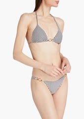 Vix Paula Hermanny - Amalfi ring-embellished striped triangle bikini top - White - S