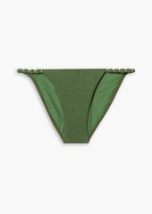 Vix Paula Hermanny - Embellished seersucker bikini briefs - Green - XS