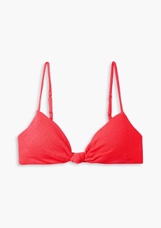 Vix Paula Hermanny - Erin knotted stretch-seersucker bikini top - Orange - XL