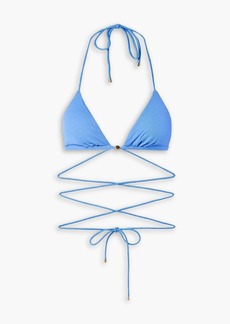 Vix Paula Hermanny - Eva stretch-seersucker triangle bikini top - Blue - XL