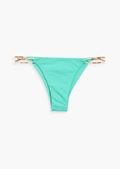 Vix Paula Hermanny - Firenze Laura bead-embellished cloqué low-rise bikini briefs - Blue - XS