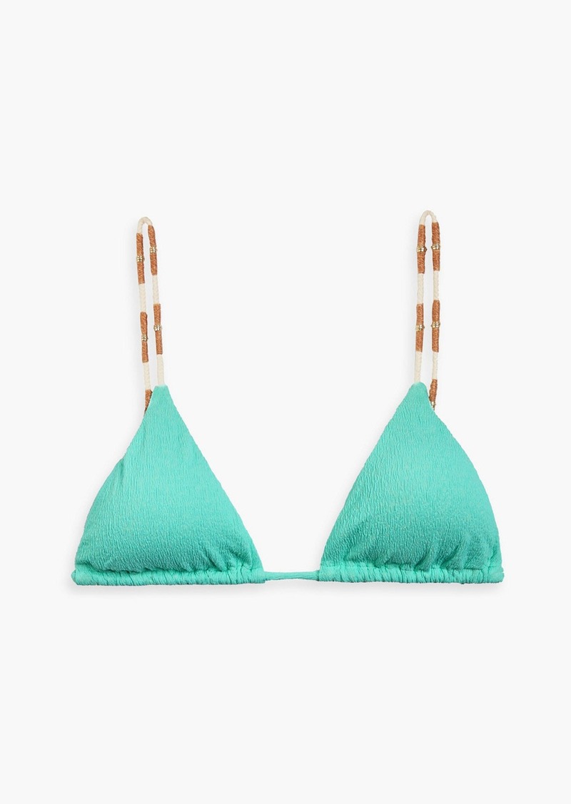 Vix Paula Hermanny - Firenze Laura bead-embellished cloqué triangle bikini top - Blue - M