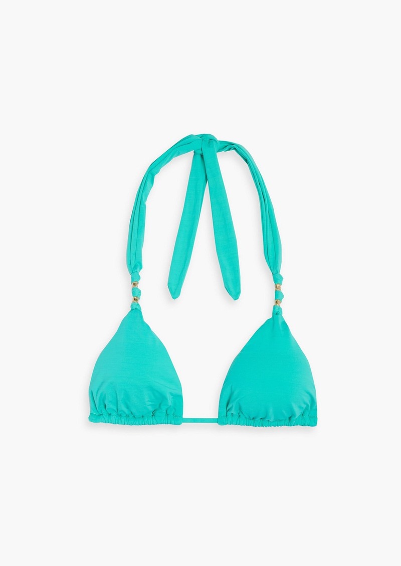 Vix Paula Hermanny - Paula bead-embellished triangle bikini top - Blue - S