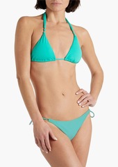 Vix Paula Hermanny - Paula bead-embellished triangle bikini top - Blue - S