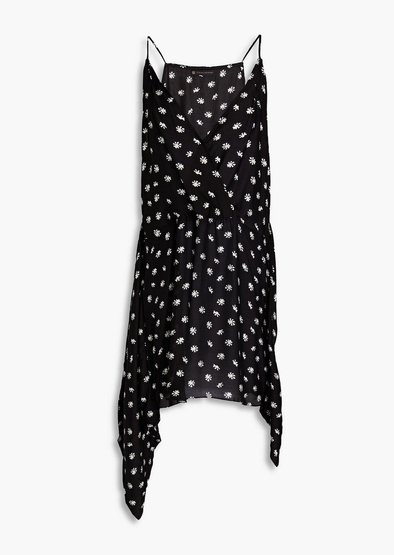 Vix Paula Hermanny - Sally wrap-effect printed mousseline mini dress - Black - XS