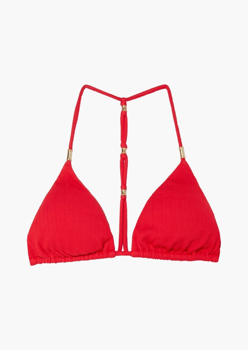 Vix Paula Hermanny - Shaye embellished ribbed triangle bikini top - Red - XL