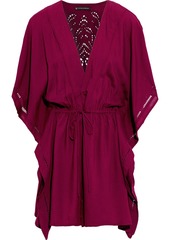 Vix Paula Hermanny Woman Crochet-trimmed Broderie Anglaise Voile Coverup Burgundy
