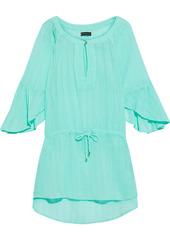 Vix Paula Hermanny Woman Embroidered Cotton-gauze Coverup Turquoise