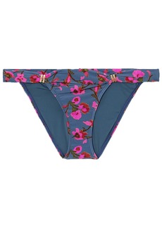 Vix Paula Hermanny - Fiore Bia embellished floral-print low-rise bikini briefs - Blue - XS